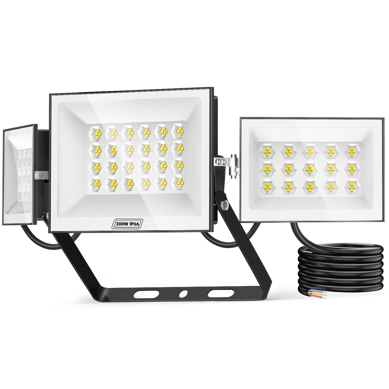 papasbox Reflektor zewnętrzny LED, 200 W, do ogrodu, garażu, na boisko sportowe