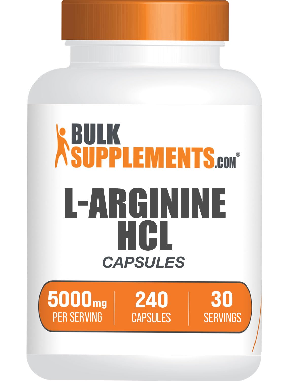 BULKSUPPLEMENTS.COM L-Arginine HCl Capsules - 8 Capsules per Serving, (5000mg), 240 Capsules