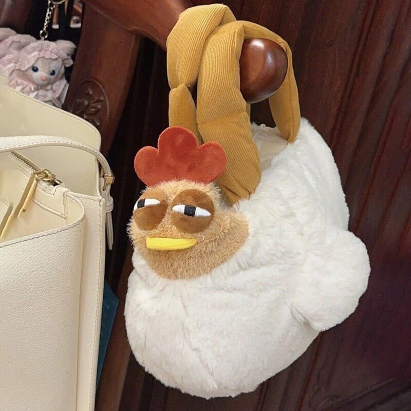 Funny Women Chicken Purse,Novelty Chicken Bag for Women,Hen Plush Bag,Chicken With Ambiguous Eyes Bag Big Eyes Chicken Bag3