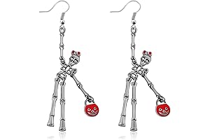 Timeless Gothic Skeleton Y2K Halloween Sterling Silver Dangle Earrings for a Spooky Soiree