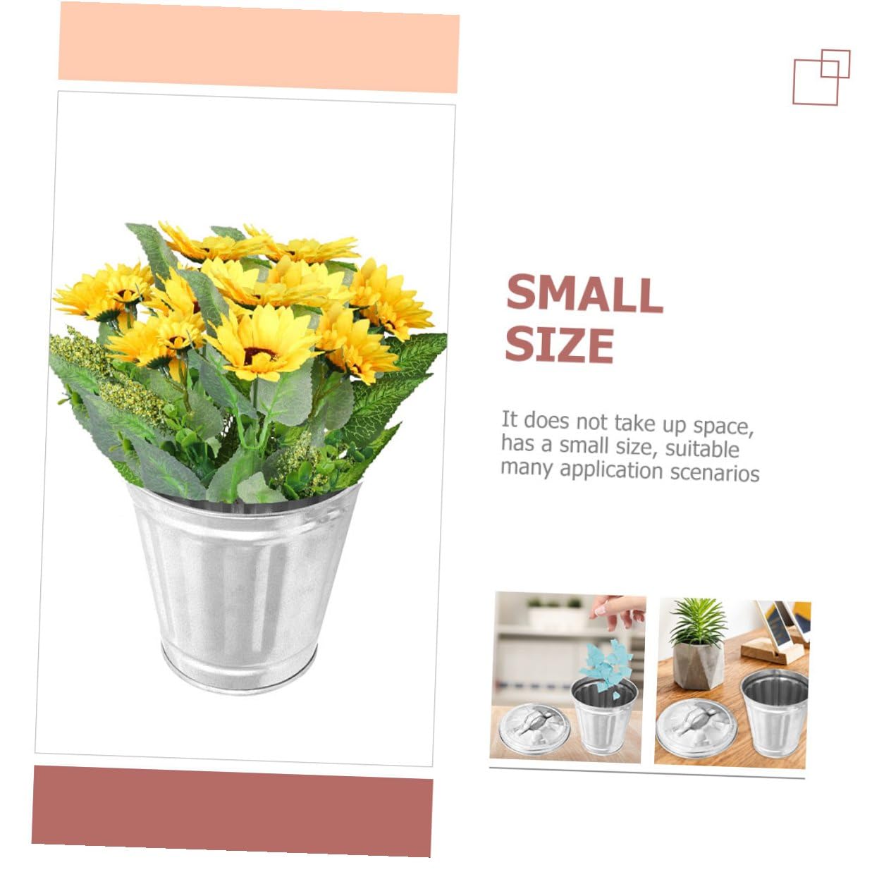 Hemobllo 5pcs Mini Desktop Trash Bins with Lids, Galvanized Iron Tiny Trash Can Set, Decorative Small Garbage Holders for Home Office Bedroom Storage and Organization