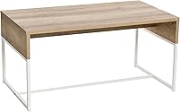 Vista 11 de Household Essentials Mesa de centro rectangular envolvente madera de fresno de grano rústico y metal negro