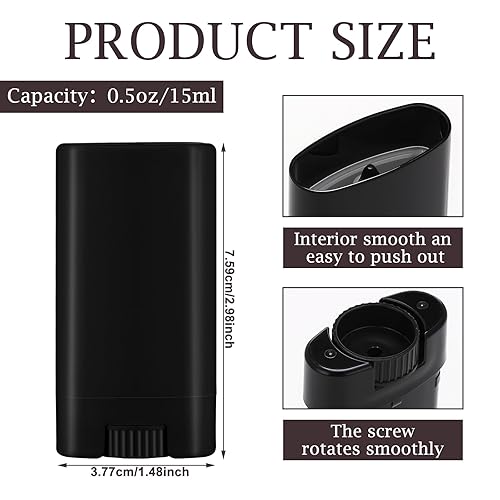 Miniatura 8 de 100 recipientes de desodorante vacíos de plástico de 12 oz, desodorante de viaje de 0.5 fl oz, tubos desodorantes recargables, tubos ovalados de