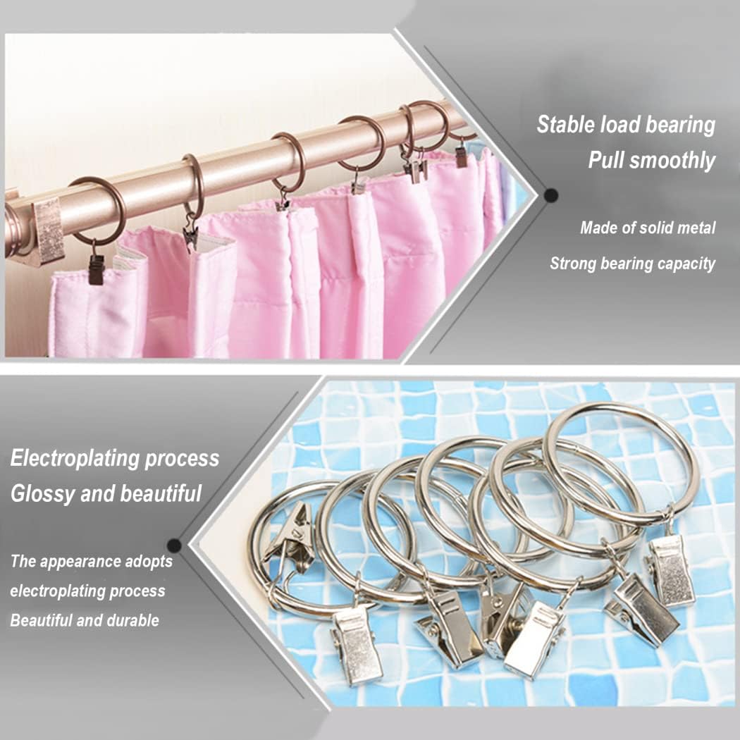 Curtain Rings,Curtain Hooks,Hanging Rings,50Pcs Metal Curtain Rings with Clips Hangers Drapery Clips Hooks for Home Window Decoration Photos Art Craft Displays Rustproof Antique Bronze,3.5mm*32mm ( Co