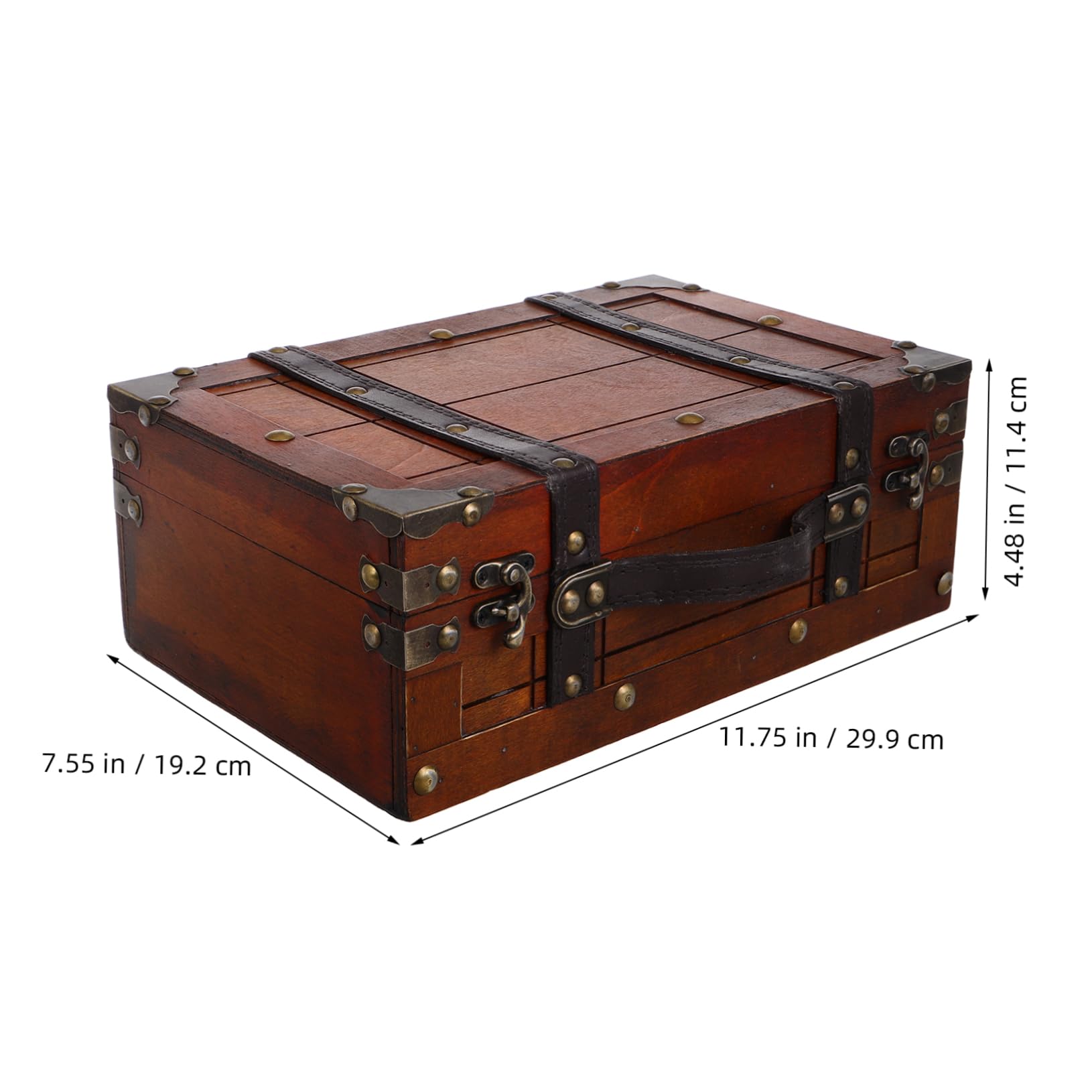 Retro Drewniana Skrzynka Biżuterię z Rękojeścią Elegancka i Funkcjonalna Pojemność Wysokiej Jakości Stalowy Trunk Vintage Styl Idealna Do Przechowywania Skarbów