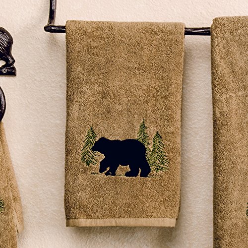 Black Forest Décor - Black Bear Forest Hand Towel - Cotton Terry Bathroom Towel, 16