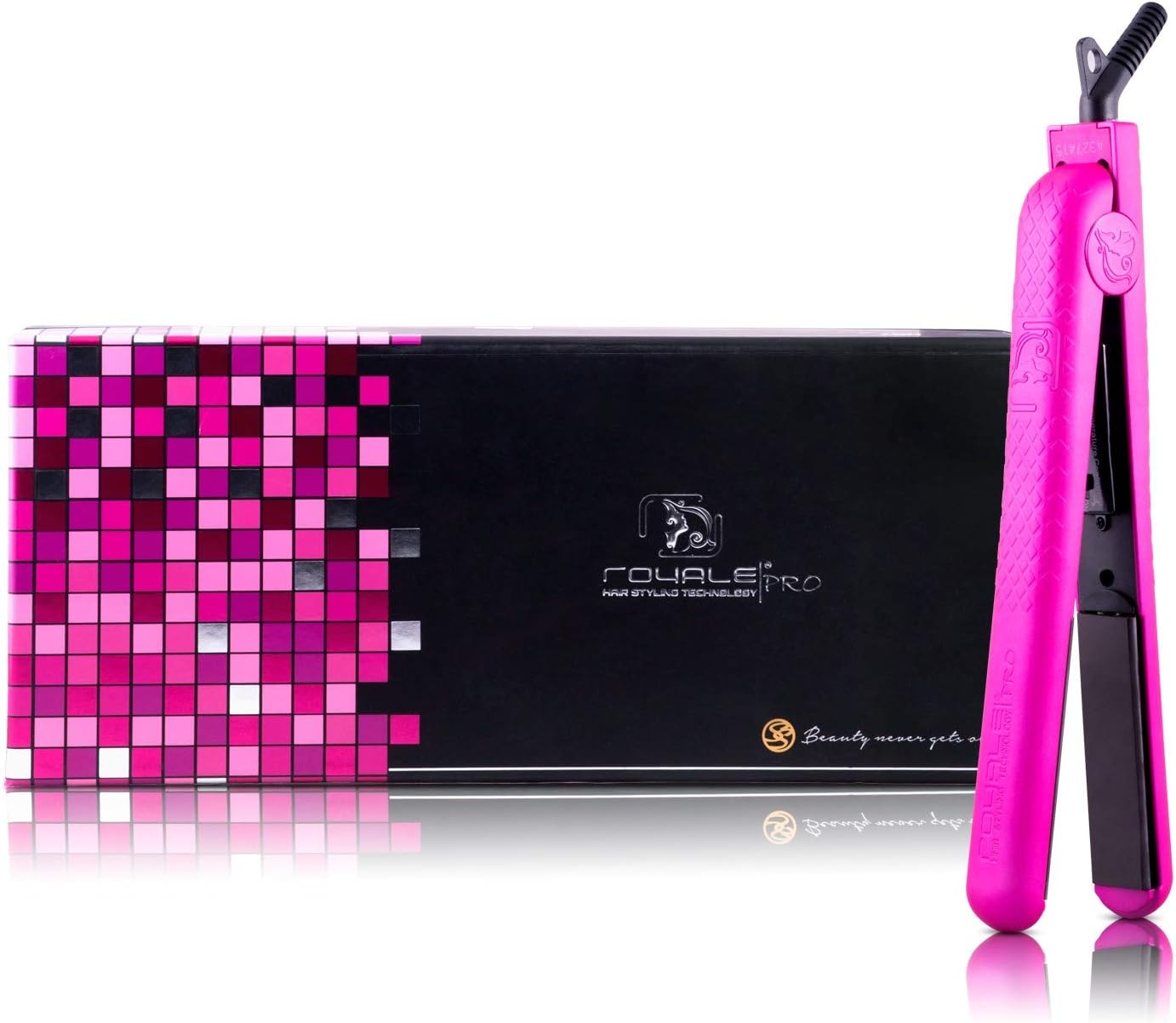 Royale Classic Flat Iron Hair Straightener, Hot Pink, Ceramic Floating Plate Design, Easy to Use, Will Not Damage Hair, 5 Year Unconditional Warranty