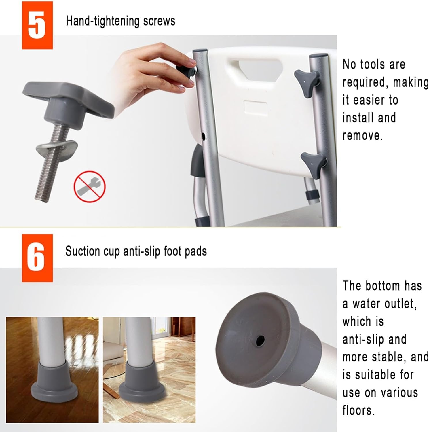Silla de Ducha for Personas Mayores Asiento de baño for Personas Mayores,Silla Impermeable con Brazos y Respaldo,Taburetes de Ducha Interiores de aleación de Aluminio(B)
