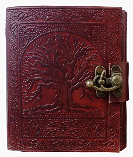 Gbag (T) Tree of Life Leather Journal With C-Lock Notebook Gifts For Men Women Handmade Vintage Drawing Diary Travel Journal Sketchbook Writing Blankbook