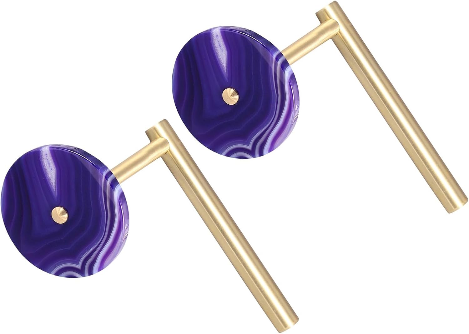 mookaitedecor Pack of 2 Agate Slice Crystal Curtain Holdbacks L Shaped Hook Wall Mounted Curtain Tieback Hook for Home Decoration, Purple