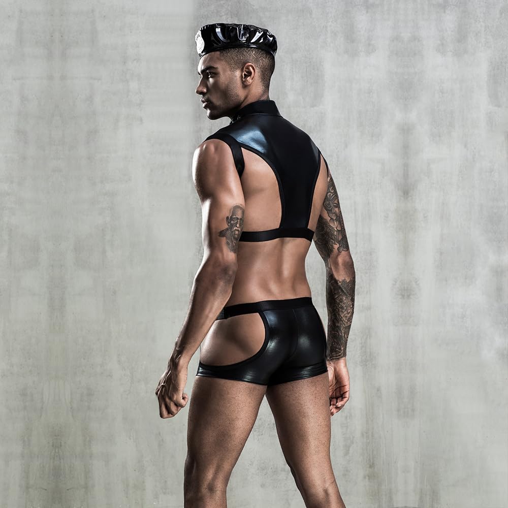 YUHENG Uomo Moda Sexy Biancheria Intima Polizia Costume Vestito Lingerie, Nero, L