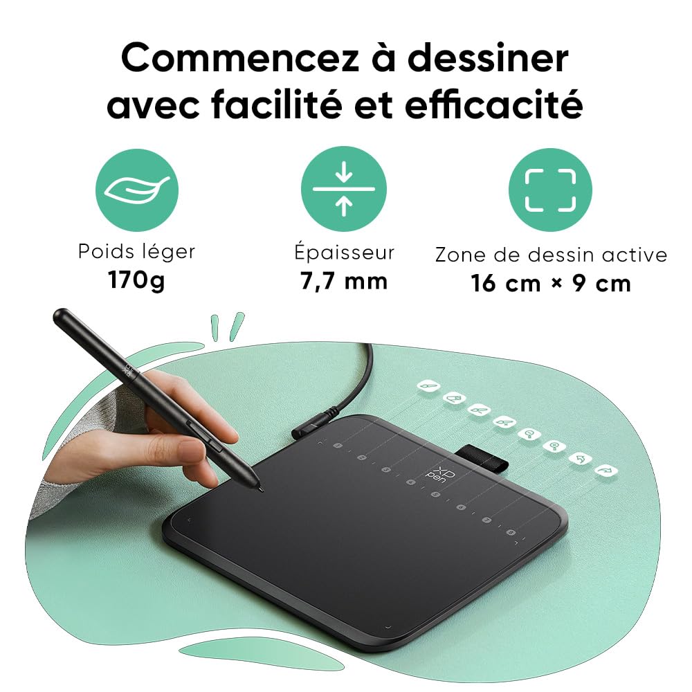 XPPen Deco 640 Tablette Graphique 16K Niveaux de Pression 6x4 Pouces