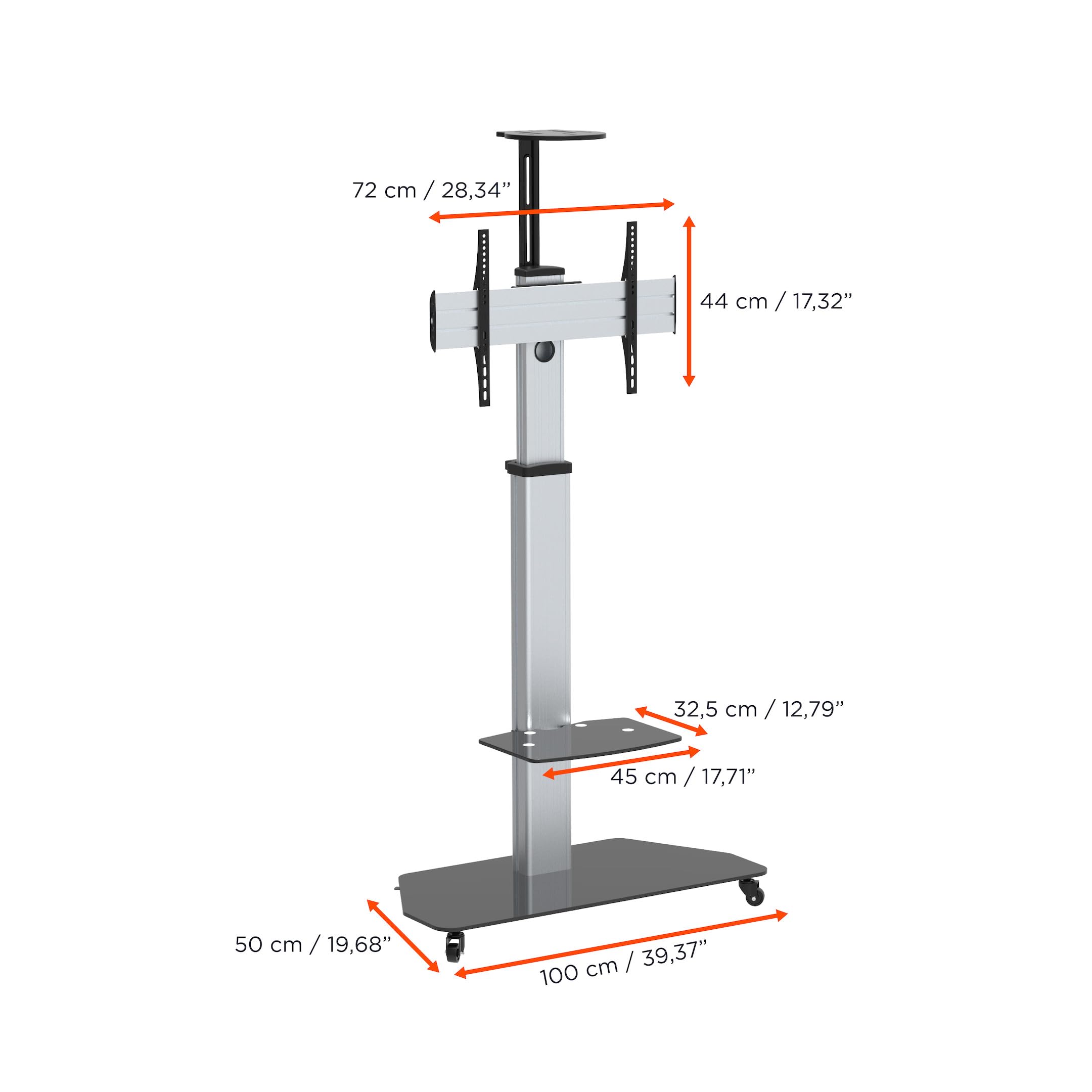 celexon Professional höhenverstellbarer Display Rollwagen Adjust-3270MP