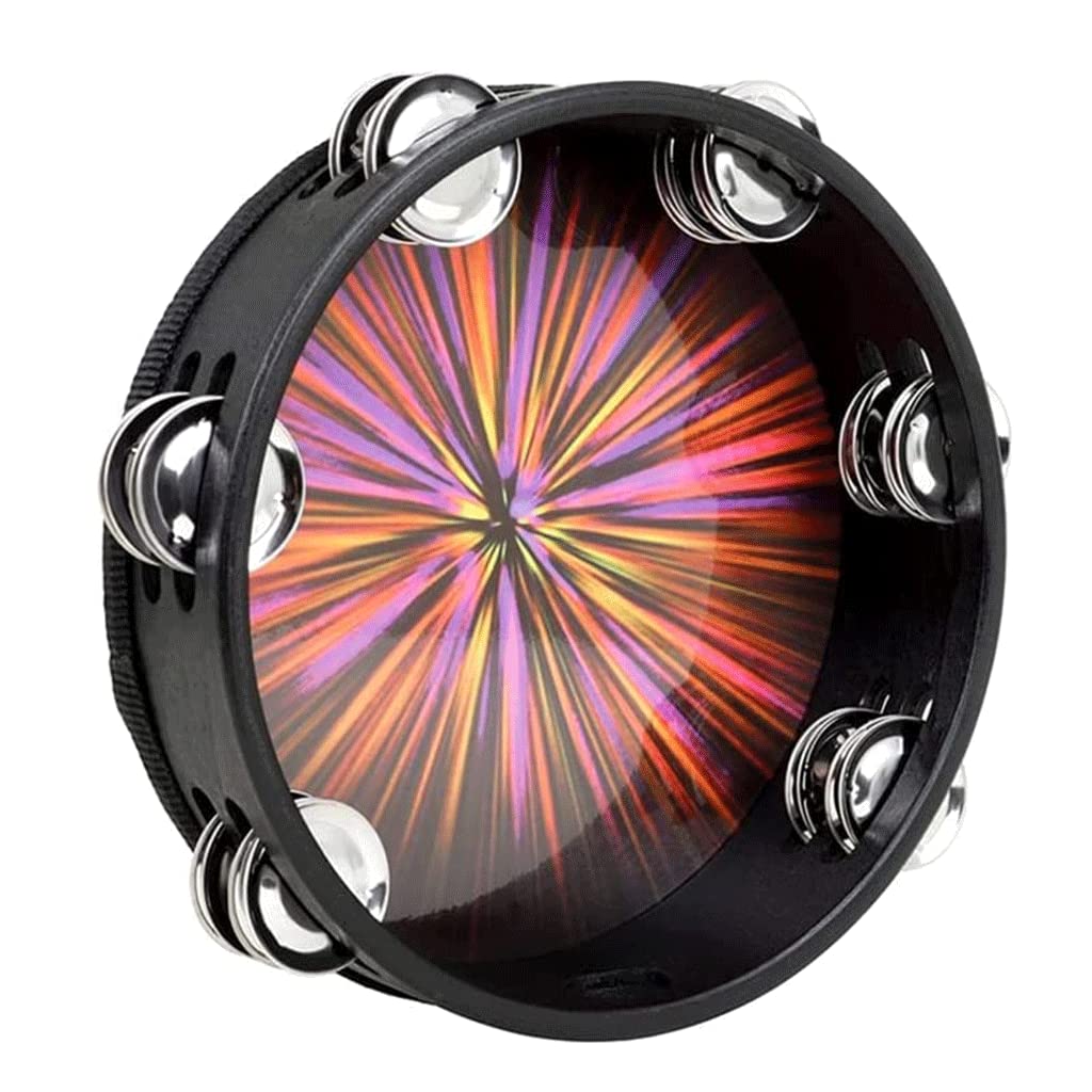 Handpan Tambour Shaman Tambour 8 Pouces Tambour en Bois Fait À La Main avec Double Rangée Jingle Reflex Tambour Percussion Ethereal Tambour Langue Tambour Haute qualité