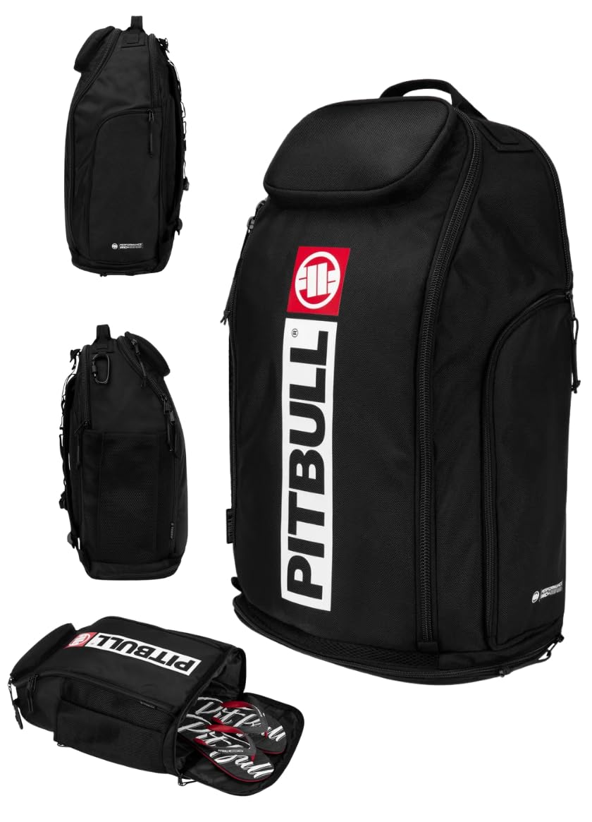 PITBULL - Rucksack For Men And Women, Sports Backpack Mens And Womens, Hiking Backpack, Camping Backpack, Very Spacious Camping Bag, Practical Rucksacks, Hiking Bag - Black โ white