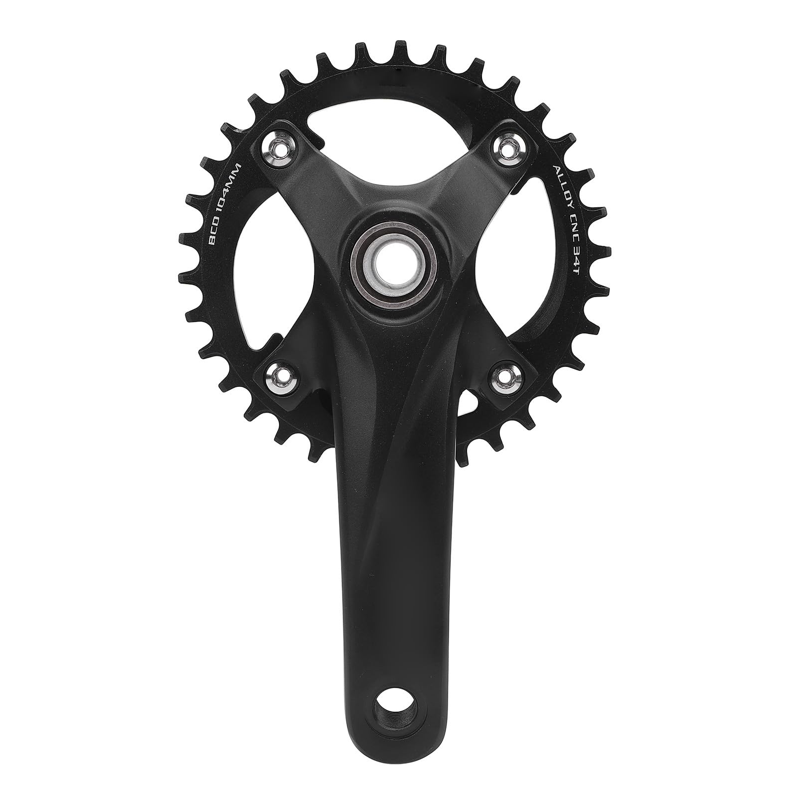 CHICIRIS Mechanizm Korbowy Rowerowy Zestaw Zębatek ze Stopu Aluminium 34T BCD104mm Wydrążone Ramiona Korby Oś 24mm Zęby Zapobiegające Opadaniu dla Dzieci od 8 do 12 Prędkości Ulepszenie Roweru