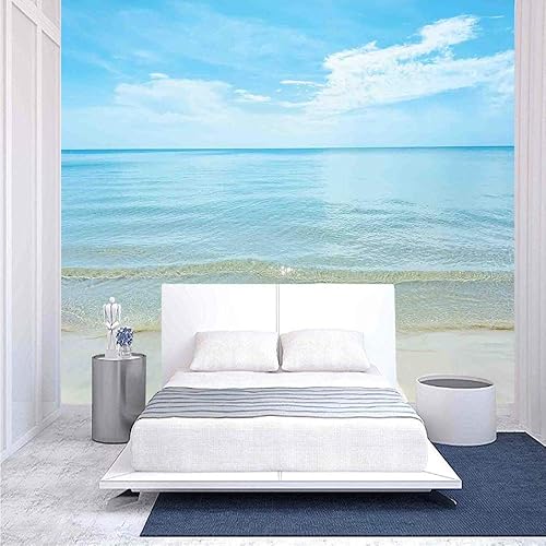 Mural de pared de 55.0 x 30.0in, paisaje del mar y el cielo en la playa, exótico tropical fantástico paisaje hawaiano caribeño decorativo, papel disponible en Yaxa Colombia