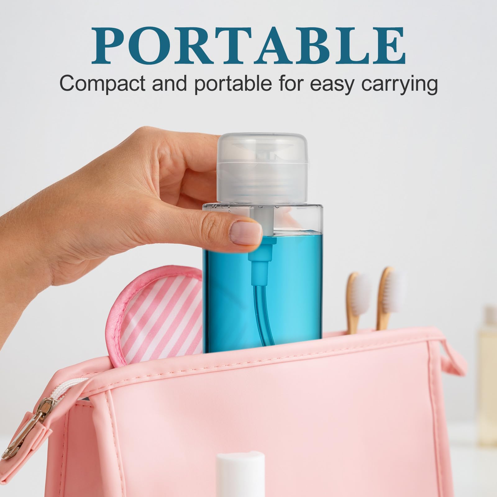 SHOWERORO Pompa Dosatrice Liquido 300 Ml 2 Flaconi Vuoti Ricaricabili per Struccante e Smalto Cosmetici da Viaggio