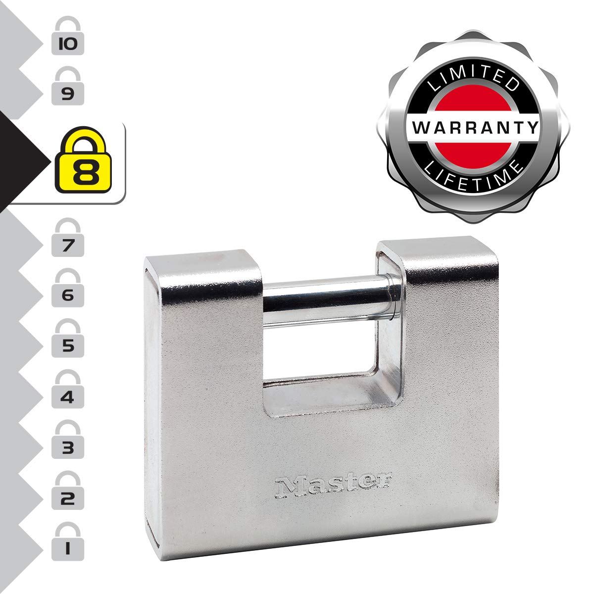 Master Lock 690EURD Candado Rectangular de Zinc a Llaves, Gris, 10,4 x 9 x 2,9 cm
