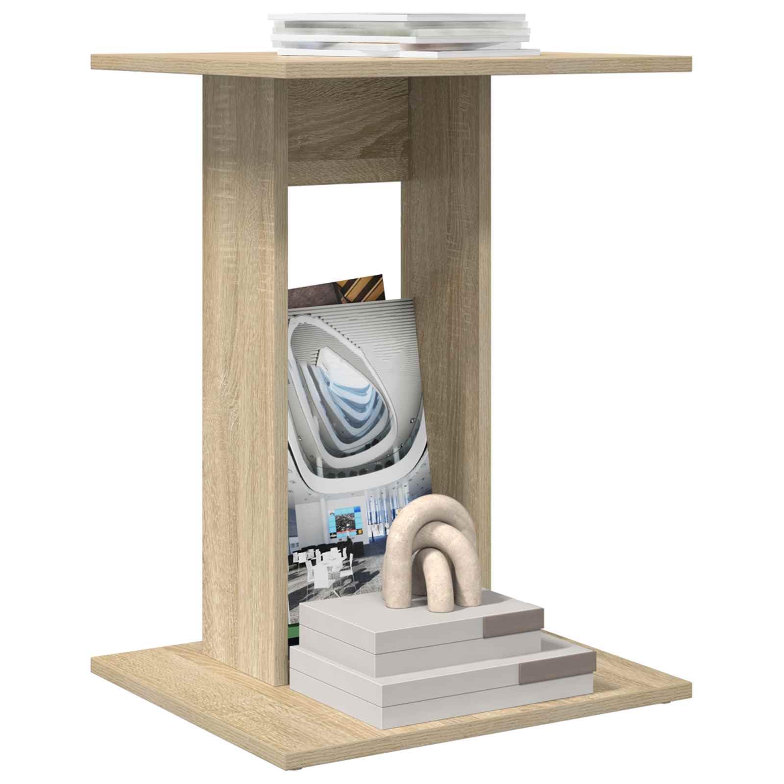 Mesa auxiliar de madera de roble Sonoma 45 x 40 x 62,5 cm rectangular para salón con estante como mesa de centro, mesita de noche, mesa de plantas o mesa para ordenador portátil, ideal para