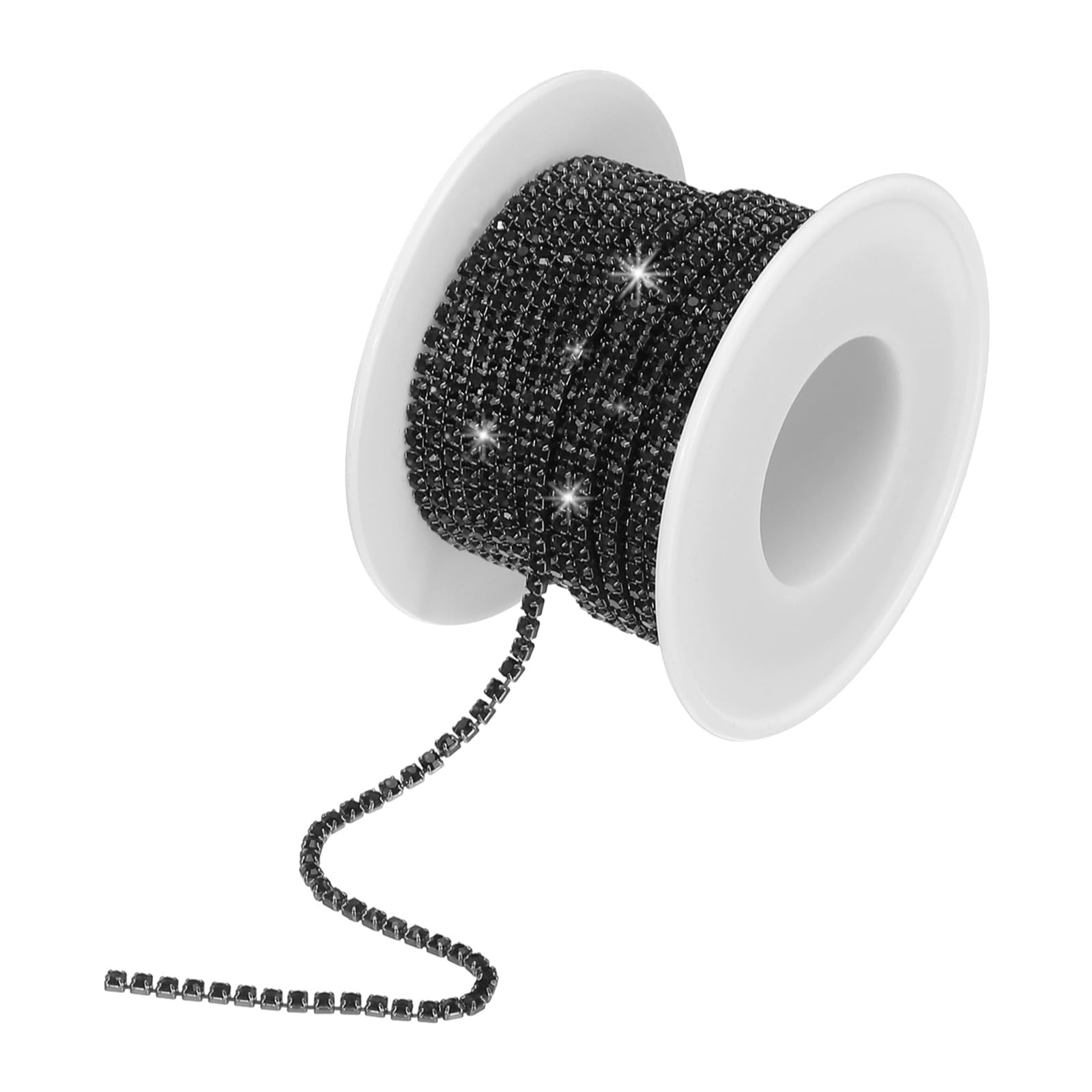 QUARKZMAN 10 Iarde 2mm Cristallo Strass Diamante Chiudi Catena Rifinitura Artiglio Coppa Catena per Cucito, Artigianato, Fai-da-Te Gioielli Matrimonio Decorazioni Nero Gemme Nero Base