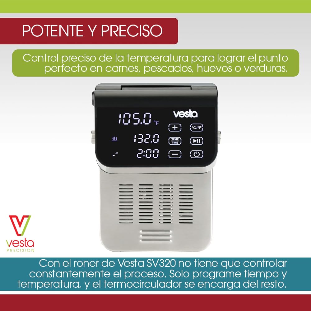 Vesta Precision Termocirculador Profesional Imersa Expert SV320 para Cocinar a Baja Temperatura | Incluye App de Control Wi-Fi y Temporizador | Máquina de Cocción al Vacío Color Negro