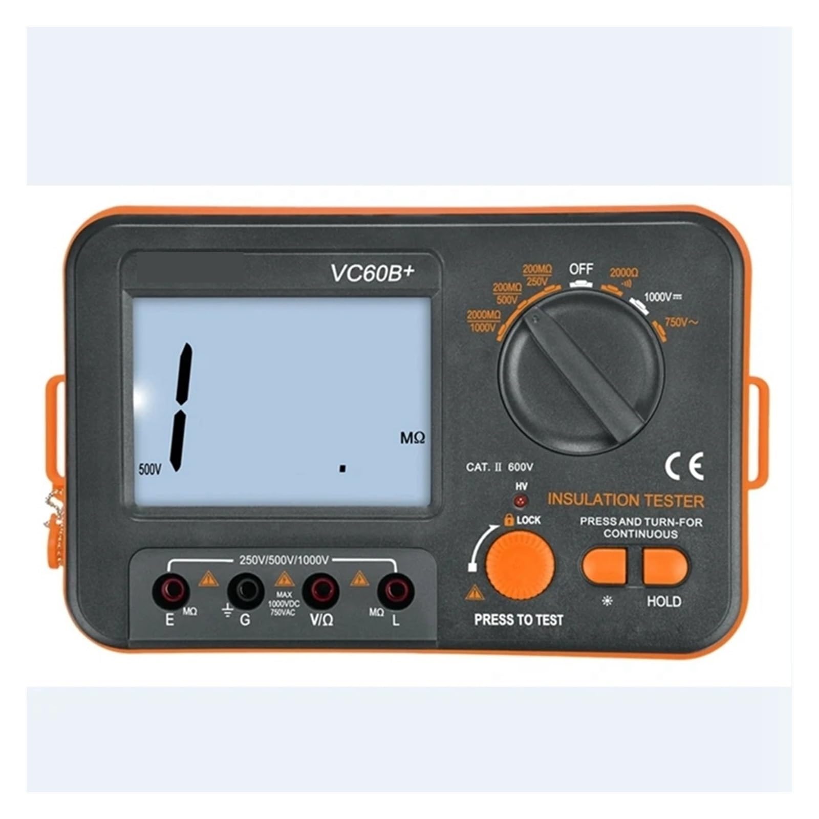 VC60B+ Digitaler Isolationswiderstandstester LCD Elektronisches DC/AC-Voltmeter 0,1~2000m Ohm MegOhm Meter Datenhaltealarm Für Haushaltssteckdosen, Sicherungen, Batterien
