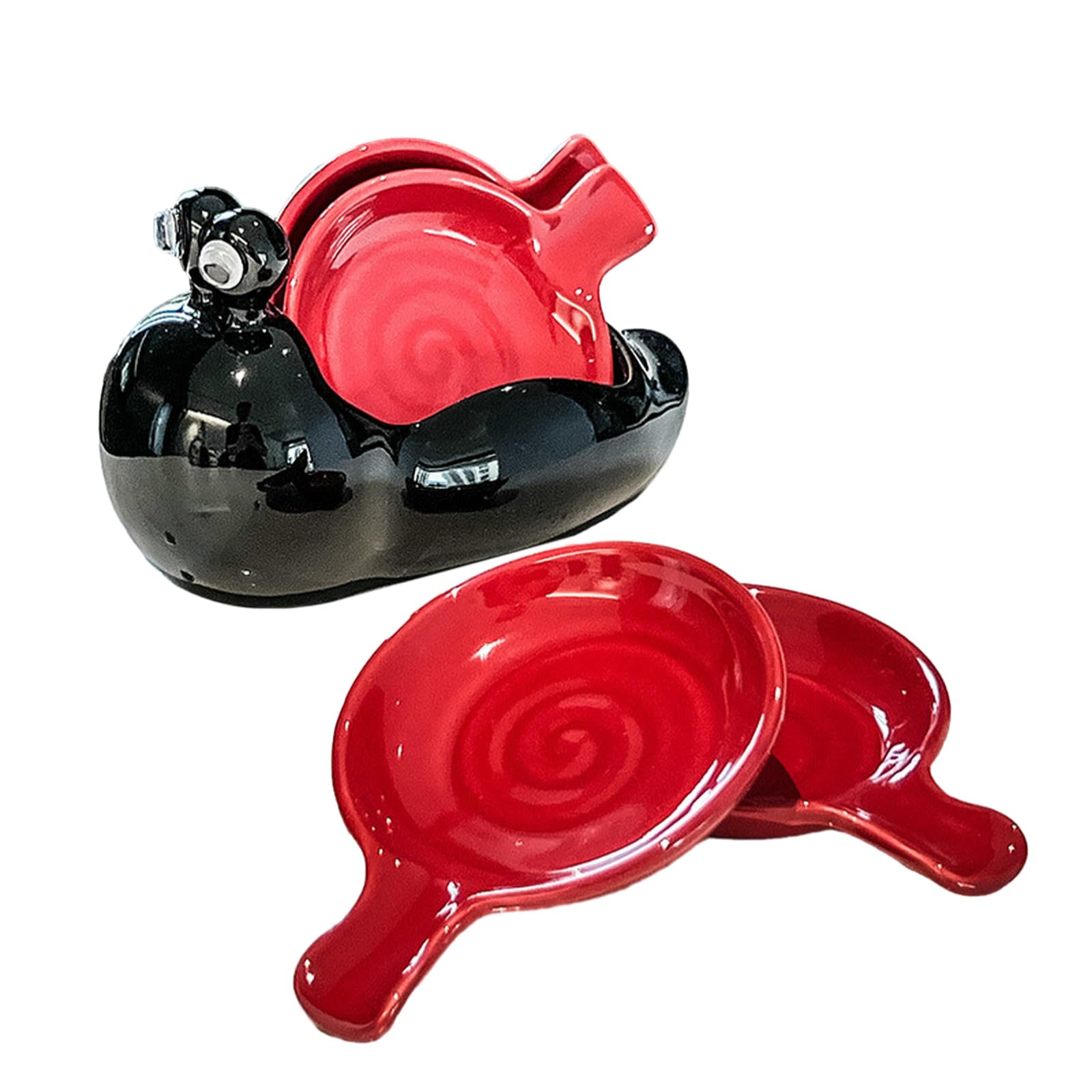 Plato de salsa para barbacoa para condimentos, creativo y lindo, color negro