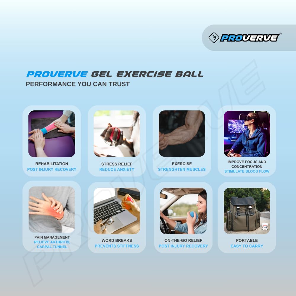 Proverve Gel Exercise Ball for Hand & Finger Therapy | Physio Stress Relief Ball | Finger Exerciser for Physiotherapy, Grip Strength & Pain Relief | Hand Therapy Equipment for Adults & Kids (Large) 3