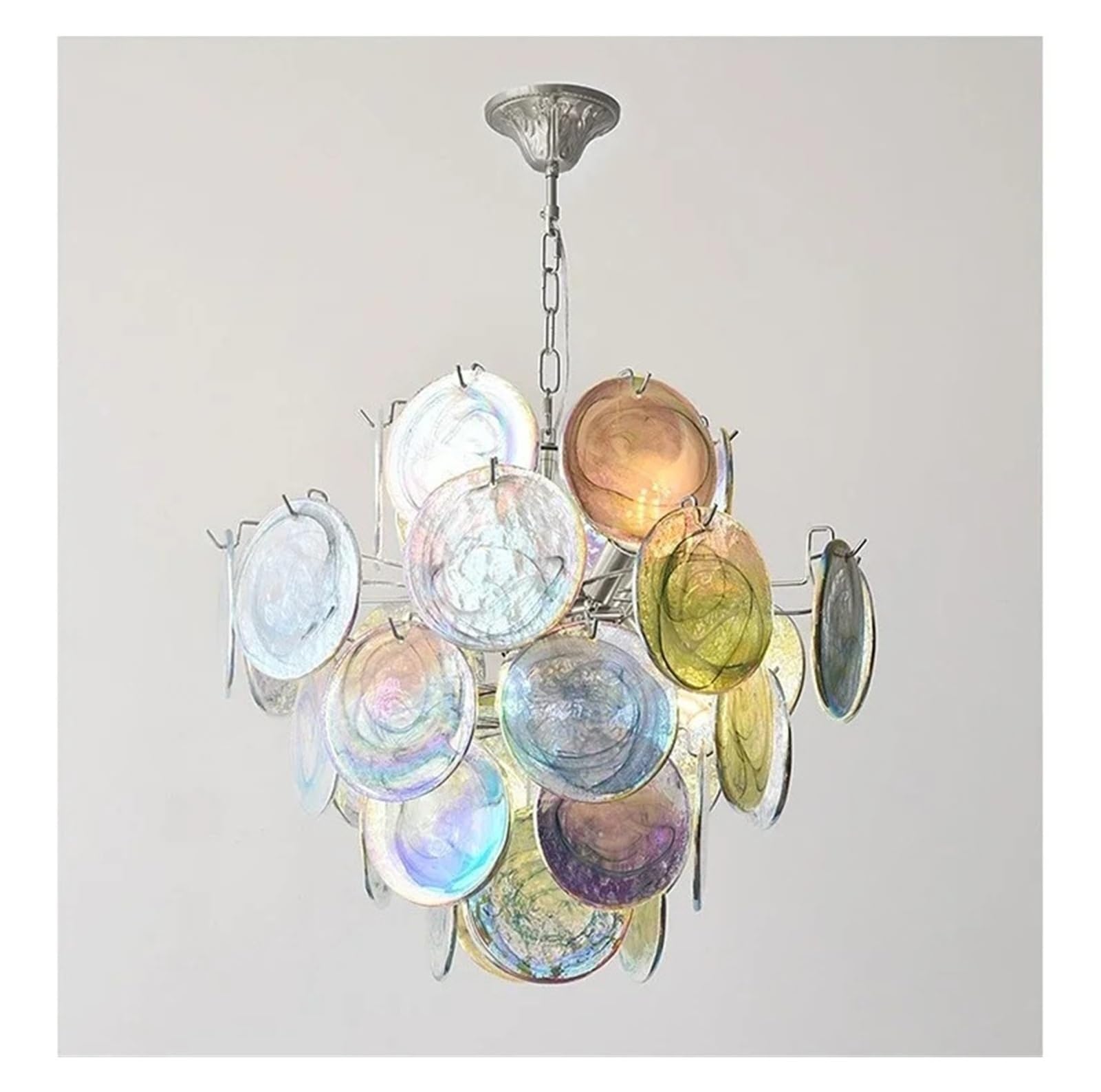 Retro Crystal Luxury Hanging Lamps, Modern Color Arts, Hotel, Shopps, Lounge and Living Rooms (Warm Red, 60cm)