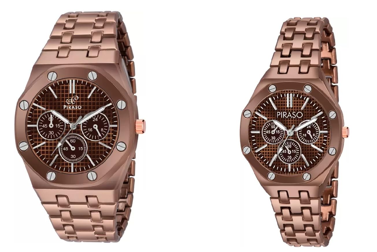 PIRASO Brown Analog Display Brown Chain Men & Women Watch - Pack of 2 (B0CHYXK33T) Amazon Price History, Amazon Price Tracker