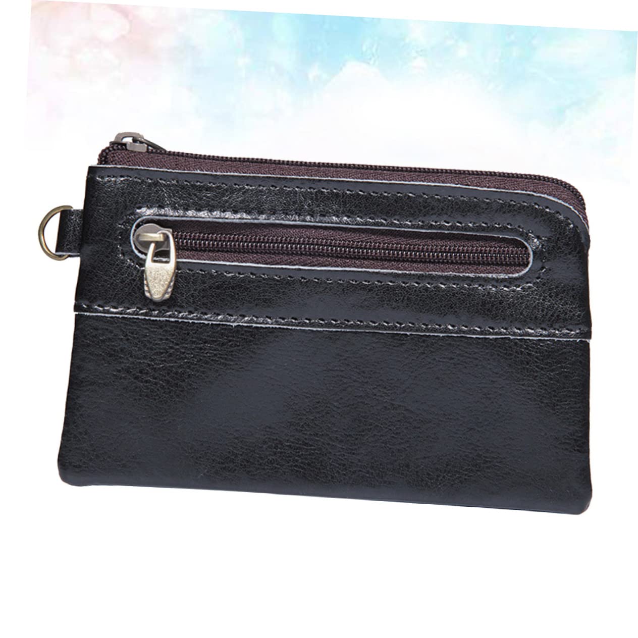 3piezas Cartera De Piel Retro para Hombre Cierre Zipper Bolsa Multifuncional para Dinero y Monedas Accesorio De Moda para Negocios y Estudiantes