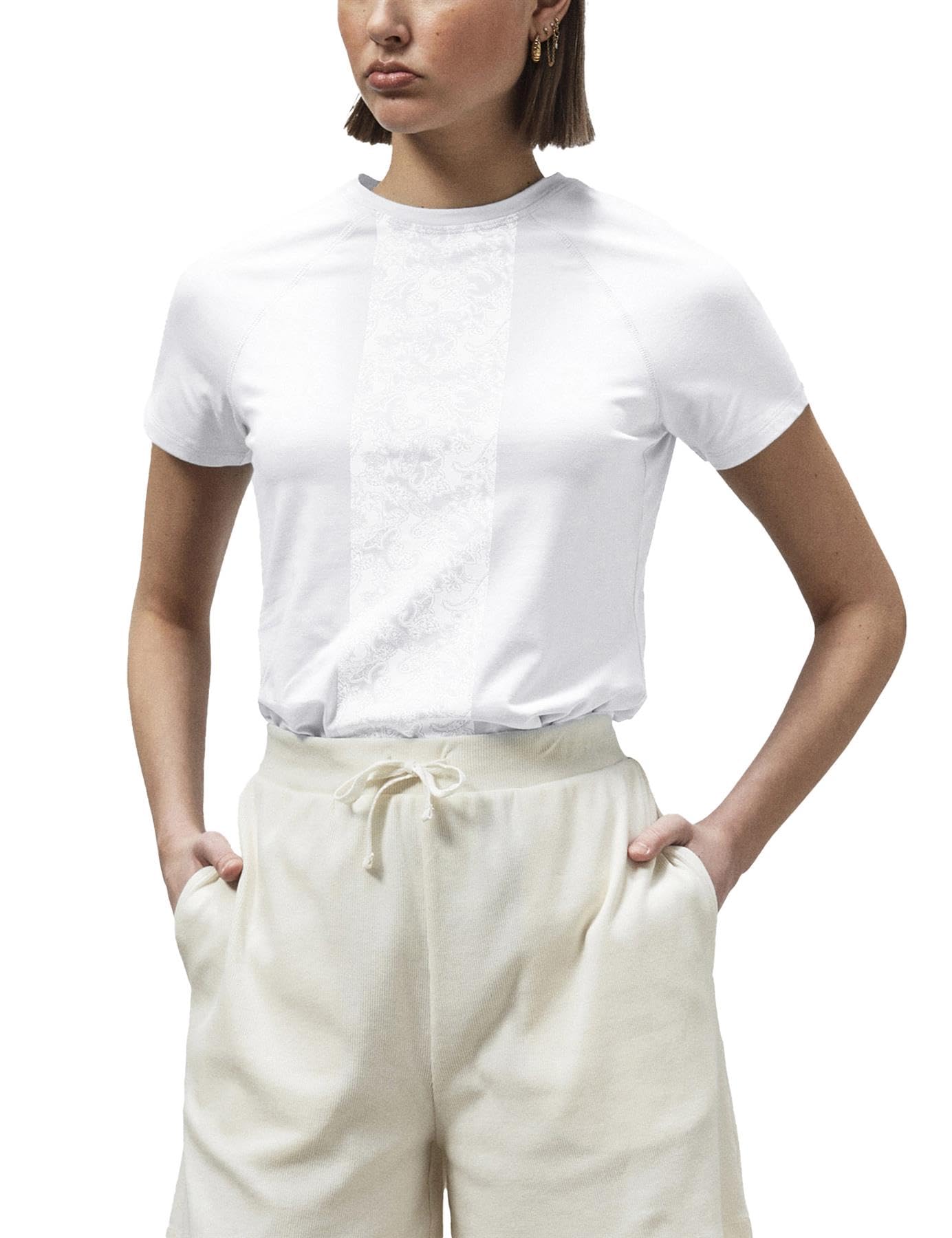 Enorsia Women's White Cotton Short Sleeve T-Shirt | In | : Size 10
