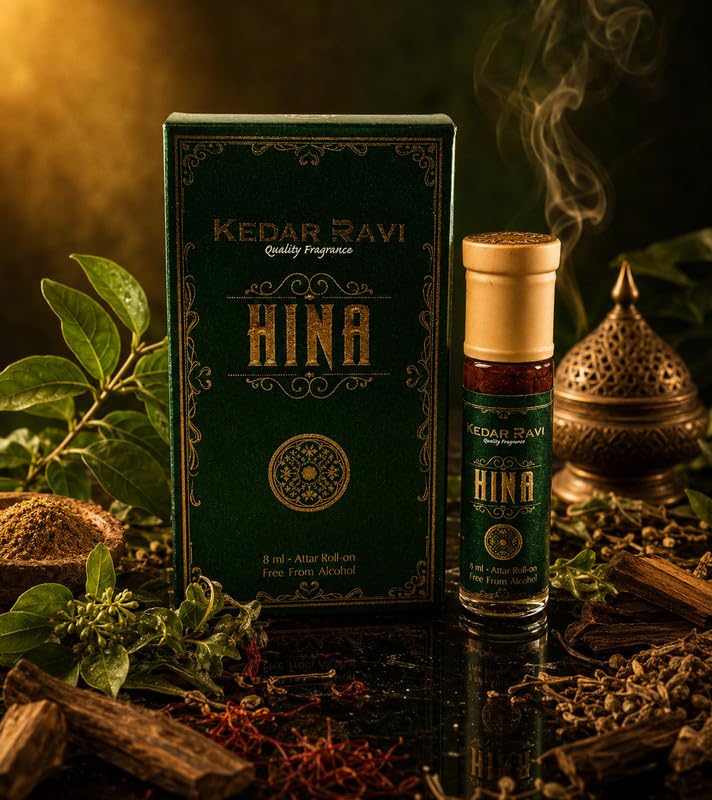 KEDAR RAVI Hina Attar Roll-On 8ml | Long Lasting Traditional Indian Perfume Oil | Alcohol Free Natural Fragrance Attar for Men & Women | Premium Herbal Aroma for Daily Wear & Special Occasions 3