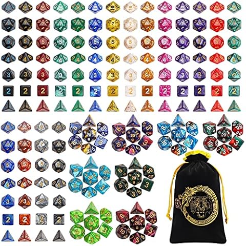 DND Dice Sets - 26 X 7 Polyhedral Dice (182pcs) with a Large Drawstring Bag Great for Dungeons and Dragons, Role Playing Table Game Cover