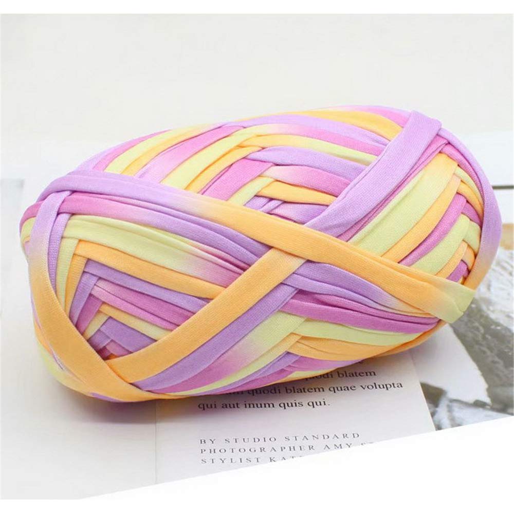 1 PCS Colorful T-Shirt Yarn Knitting Yarn Fabric Crochet Cloth for DIY Knitted Fabric Art(#48 Yellow&Purple)