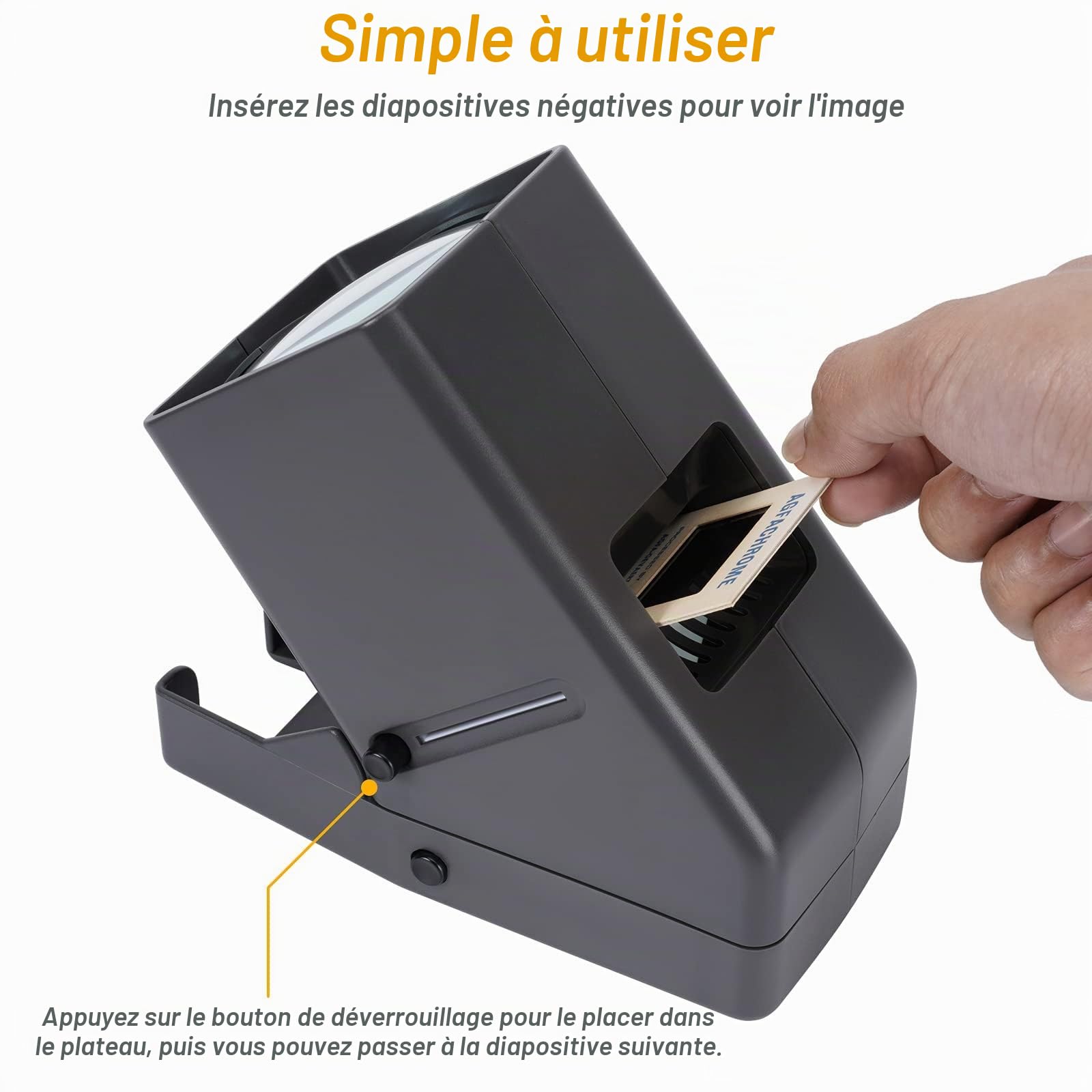 Visionneuse de Diapositives et de Films à grossissement 3X - pour Diapositives 35 mm et Films négatifs/positifs, éclairage LED de Bureau, Fonctionnement sur Piles (câble d'alimentation USB Inclus)