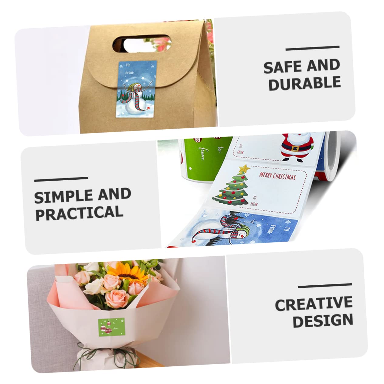 8rollos Pegatinas De Navidad Autoadhesivas Para Cajas Diseño De Elementos Festivos Para y Decoraciones De Calcomanías Rectangulares Estilo Divertido