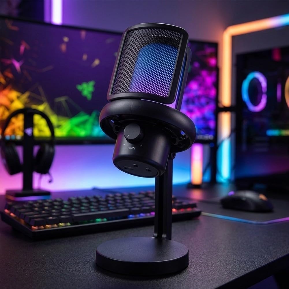 Micrófono USB Gaming con RGB y para silencio Micrófono USB Gaming