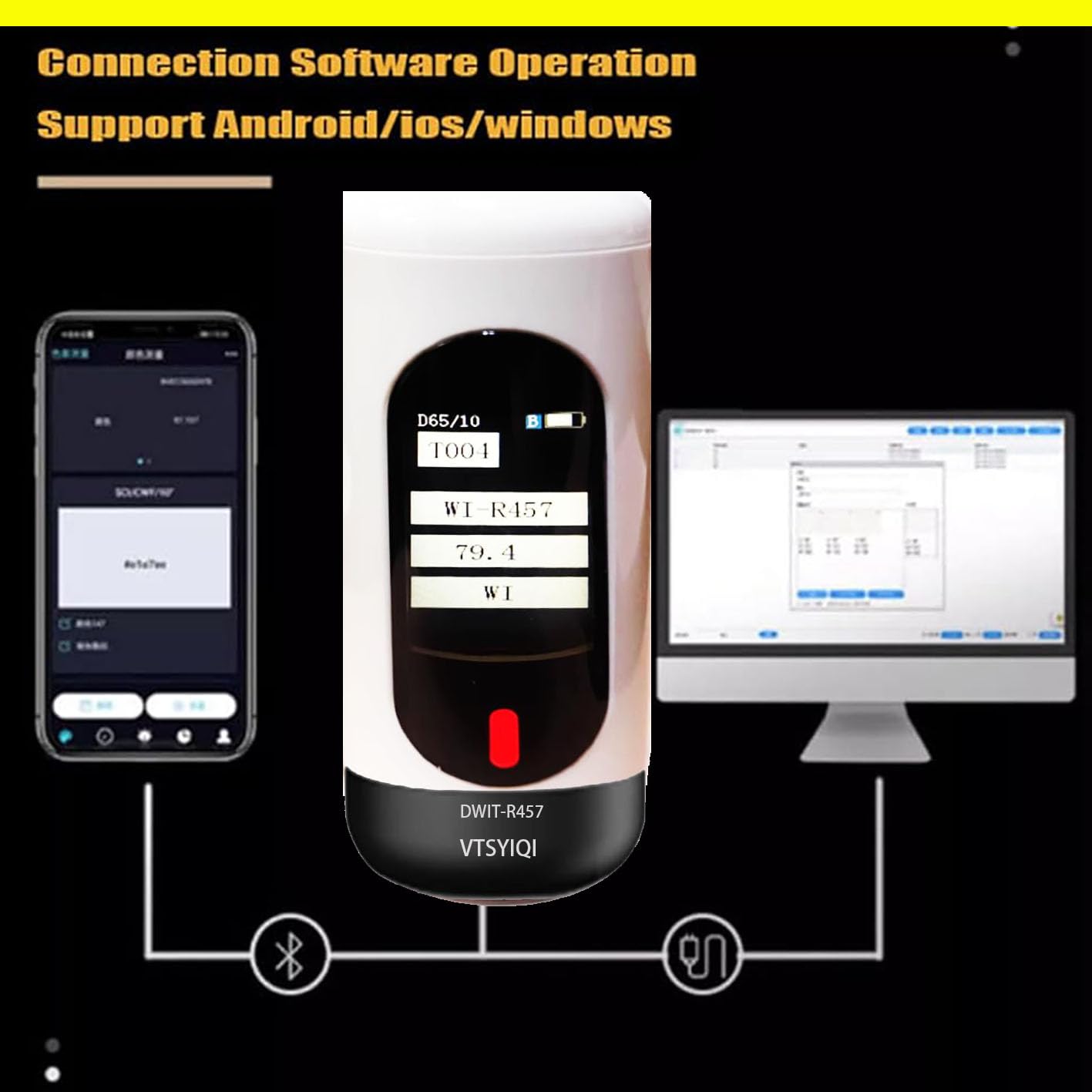 Whiteness Meter Portable Whiteness Meter with Measuring Range 0-200 Resolution 0.1 R457 Whiteness USB Support LED Automatic Calibration for Powder Paper Paint Hotel Towels Sheets