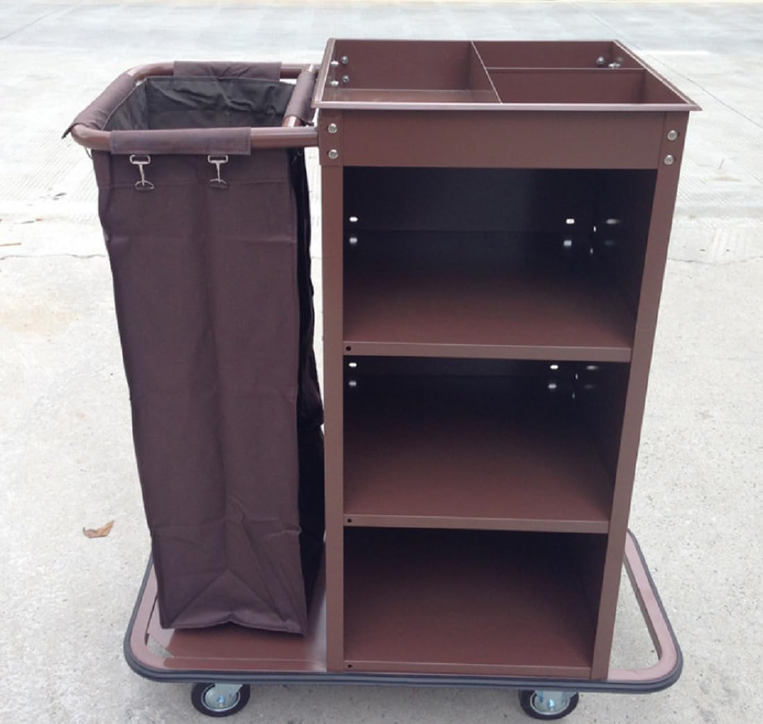 Carrello per Hotel Multifunzionale Industriale con Serratura, Carrello per Pulizie Tradizionali Commerciali per camere, Servizio di Pulizia.,A