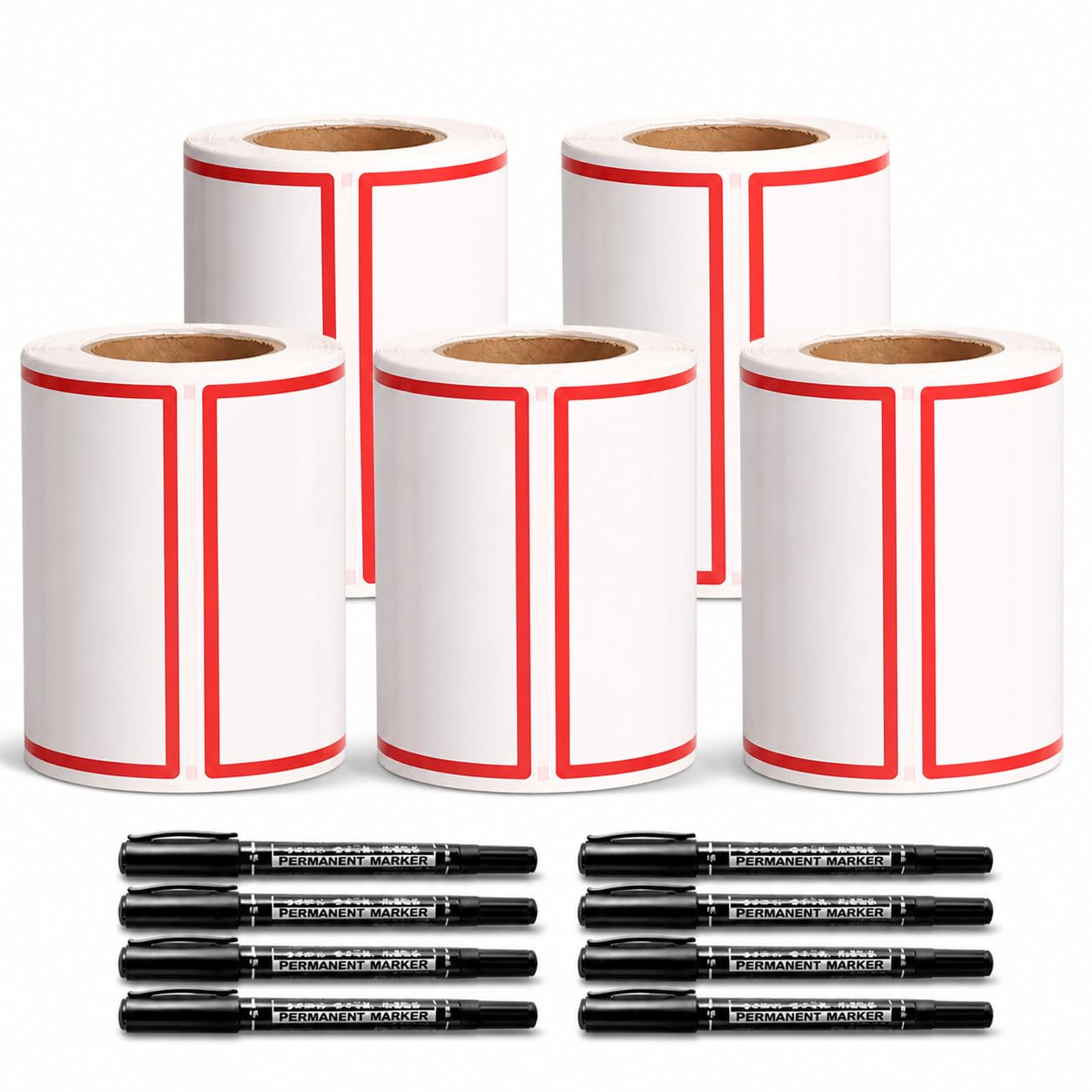 Etichette Adesive Scrivibili, Rotolo per, Rosso, 5 rotoli, 1600 etichette, 10