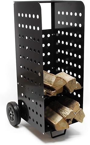 Carrito para leña de Chimenea XL Cesto de leña 53x36x106cm Ruedas de Goma hasta 100kg 2 Niveles