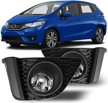 CPW Fog Lights Compatible with Honda Fit 2015-2017 Clear Lens | Bumper Driving Fog Lights Pair + Wiring + Switch Kit