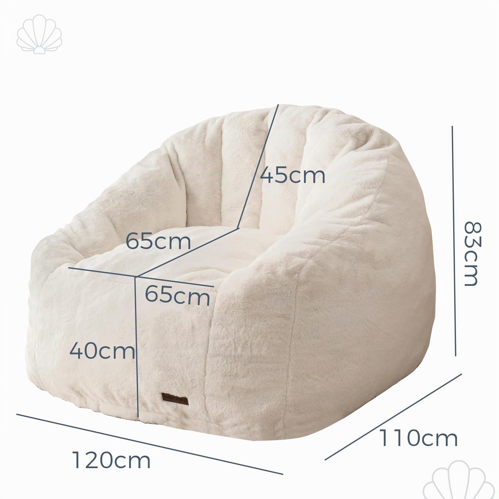 MAXYOYO Sitzsack Erwachsene,Muschelform Bean Bag Sofa mit weicher Füllung,Schlafsofa Kunstfell Sitzsack für Schlafzimmer Wohnzimmer