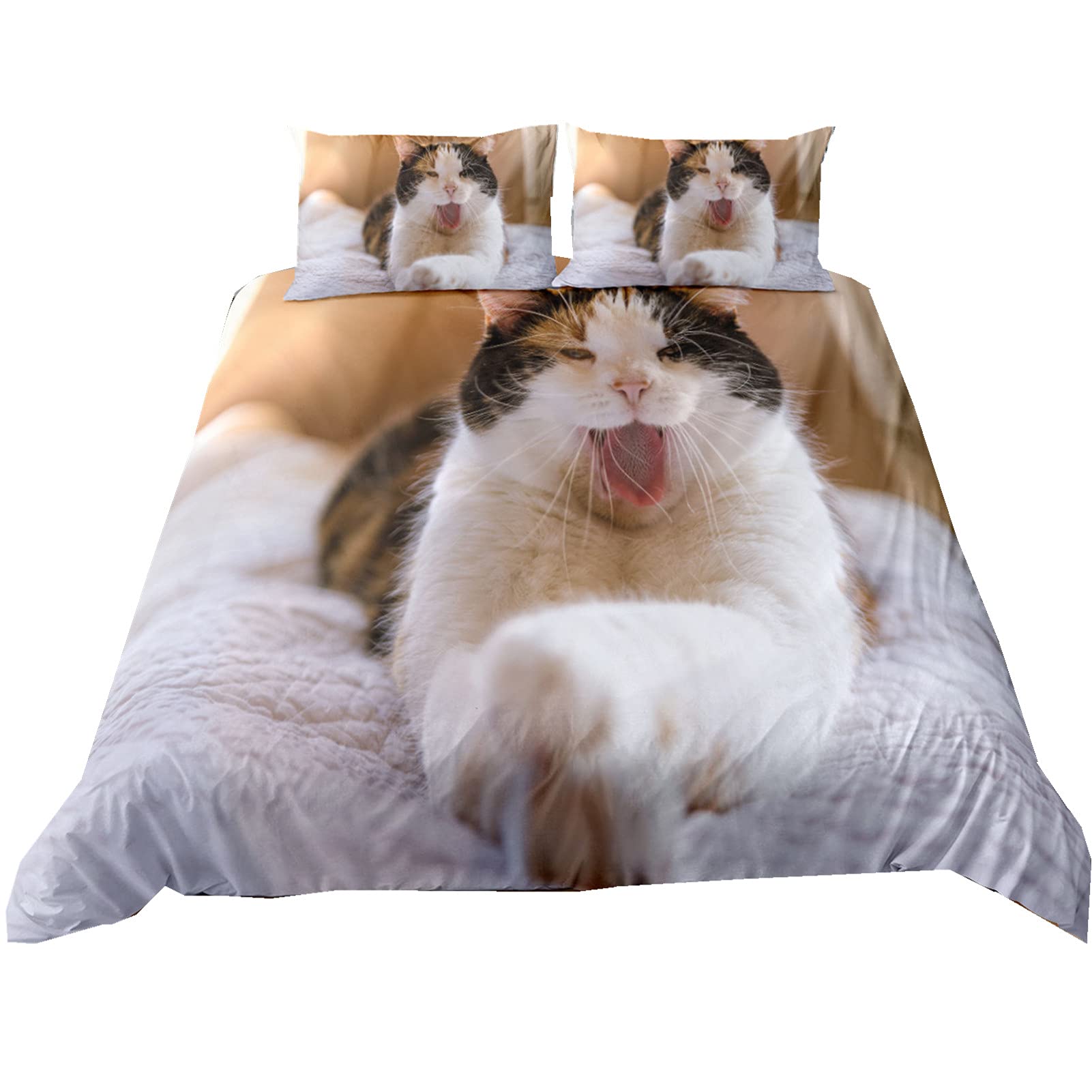 Housse de couette chat 140x200 parure lit microfibre polyester enfant