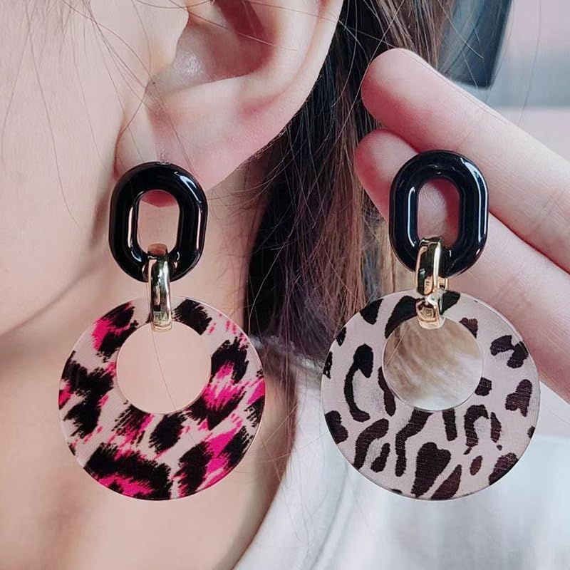 SPEVERT Acrylic Earrings for Women Statement Geometric Earrings Leopard Print Resin Drop Dangle Earrings Fashion Jewelry - Image 3