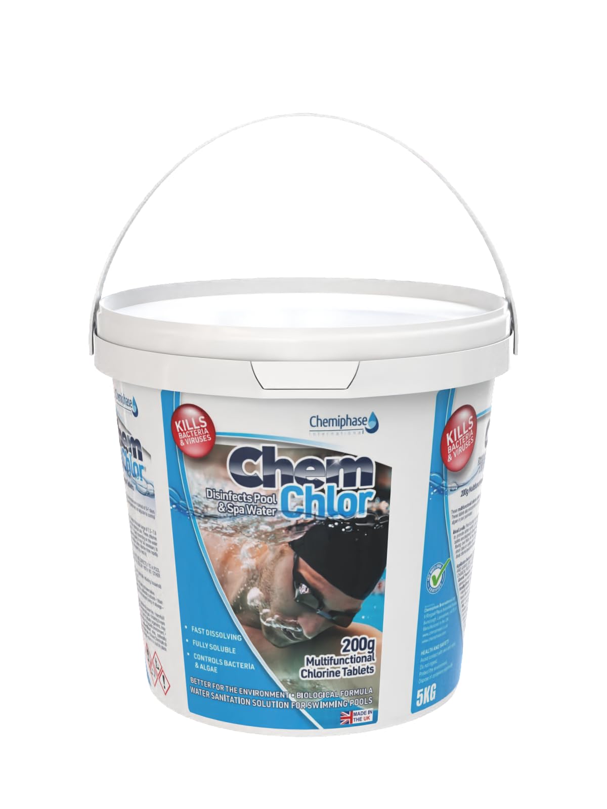 5 Kg of 200g Multifunctional Chlorine Tablets โ Long-Lasting Pool & Hot Tub Sanitizer โ Kills Bacteria, Controls Algae & Clarifies Water โ Slow-Dissolving Trichlor Tablets for Easy Maintenance
