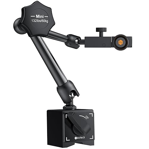 Neoteck Base Magnética de Acero con Máximo Arrastre de 132lbs/60kg para Indicador de Dial Digital con Orificio de Sujeción de 3/8 Pulgadas (9.52mm),