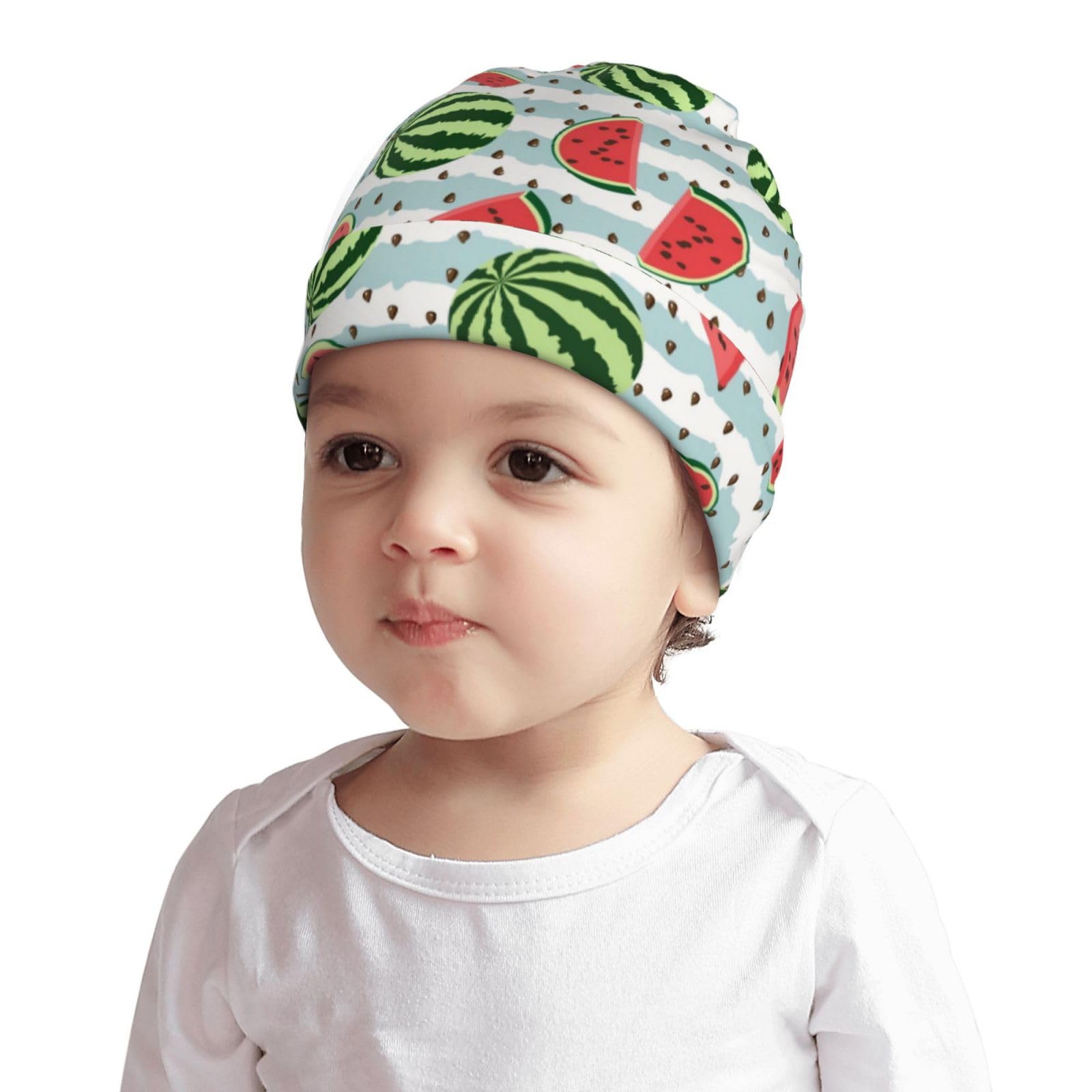Rqzwdq Watermelon Stripes Pattern Kids Beanie Hats Warm Knit Beanie Cap Skull Caps Gifts Decor for Boys Girls White
